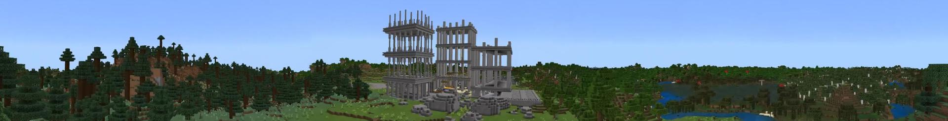 Panorama of the Minecraft Bedrock Marketplace product Construction Site created by Odyssey Builds.