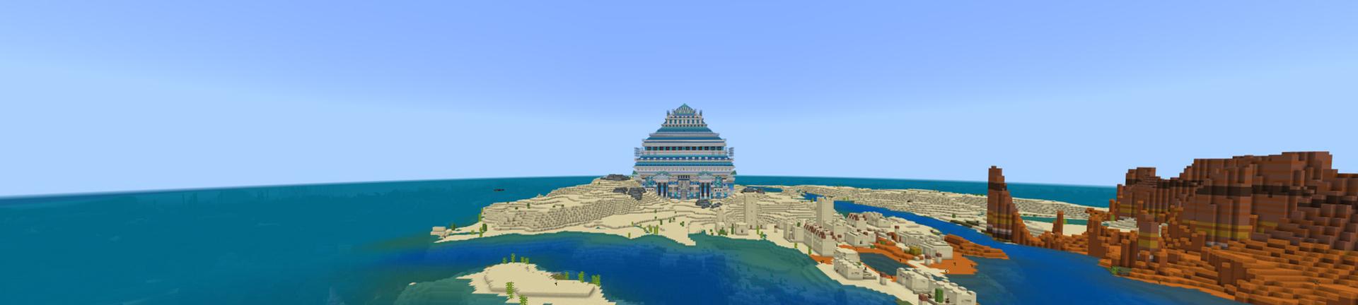 Panorama of the Minecraft Bedrock Marketplace product Crystal Pyramid created by Odyssey Builds.