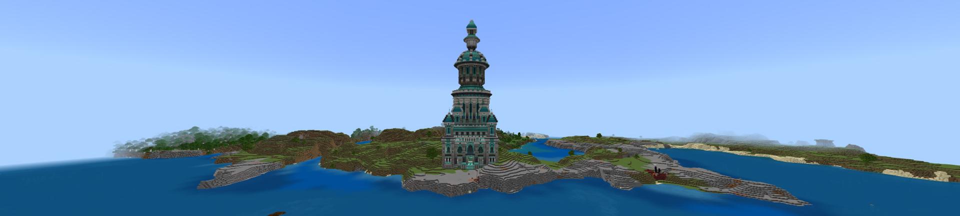 Panorama of the Minecraft Bedrock Marketplace product Diamond Tower created by Odyssey Builds.