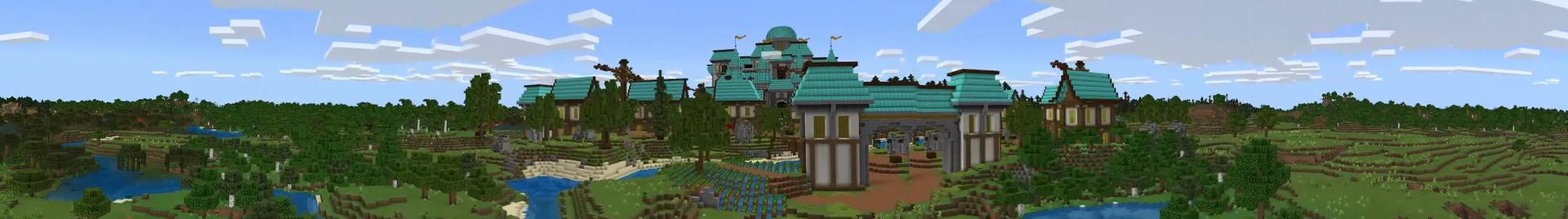 Panorama of the Minecraft Bedrock Marketplace product Diamond Village created by Odyssey Builds.