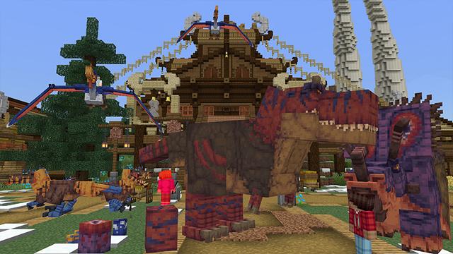 Screenshot of the Minecraft Bedrock Marketplace product Dinosaurs VS Dragons created by Odyssey Builds.