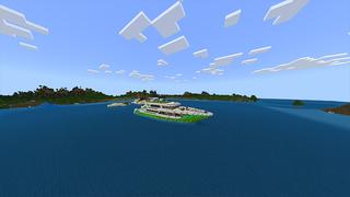 Screenshot of the Minecraft Bedrock Marketplace product Emerald Boat created by Odyssey Builds.