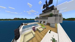 Screenshot of the Minecraft Bedrock Marketplace product Emerald Boat created by Odyssey Builds.