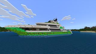 Screenshot of the Minecraft Bedrock Marketplace product Emerald Boat created by Odyssey Builds.