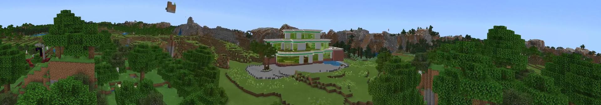 Panorama of the Minecraft Bedrock Marketplace product Emerald Mansion created by Odyssey Builds.