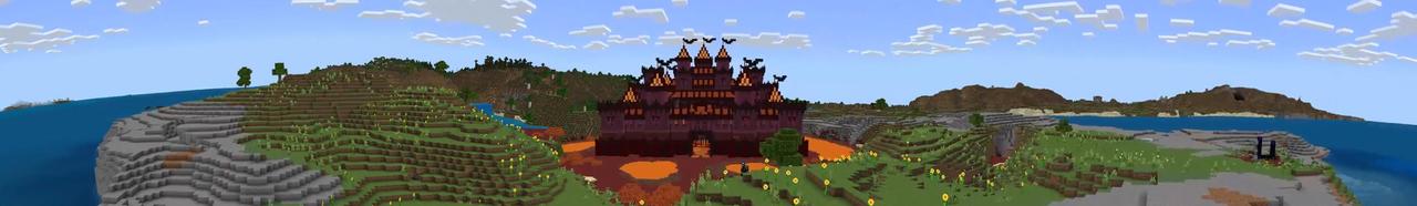 Panorama of the Minecraft Bedrock Marketplace product Fire Castle created by Odyssey Builds.