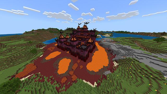 Screenshot of the Minecraft Bedrock Marketplace product Fire Castle created by Odyssey Builds.