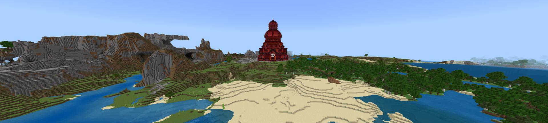 Panorama of the Minecraft Bedrock Marketplace product Fire Temple created by Odyssey Builds.
