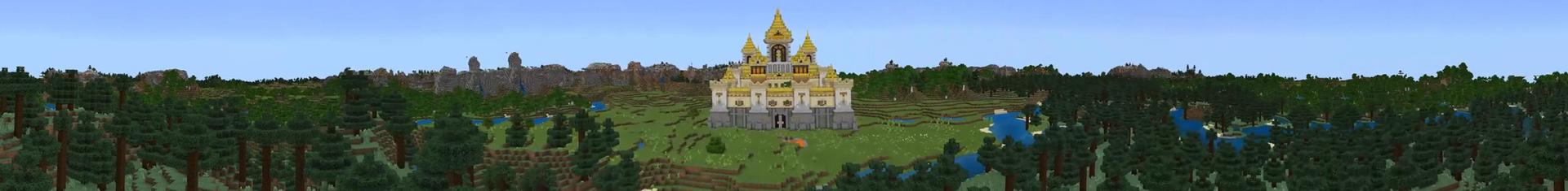 Panorama of the Minecraft Bedrock Marketplace product Golden Castle created by Odyssey Builds.