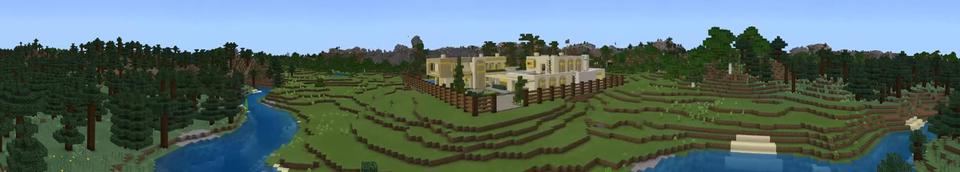 Panorama of the Minecraft Bedrock Marketplace product Golden Mansion created by Odyssey Builds.