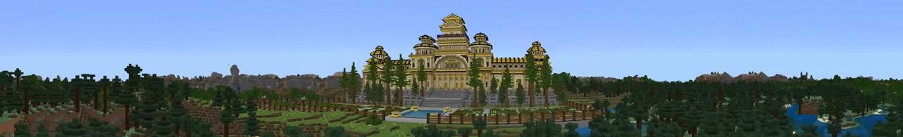 Panorama of the Minecraft Bedrock Marketplace product Golden Palace created by Odyssey Builds.