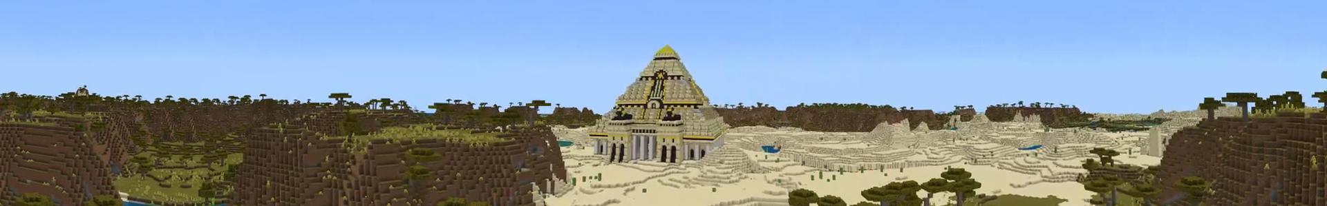 Panorama of the Minecraft Bedrock Marketplace product Golden Pyramid created by Odyssey Builds.