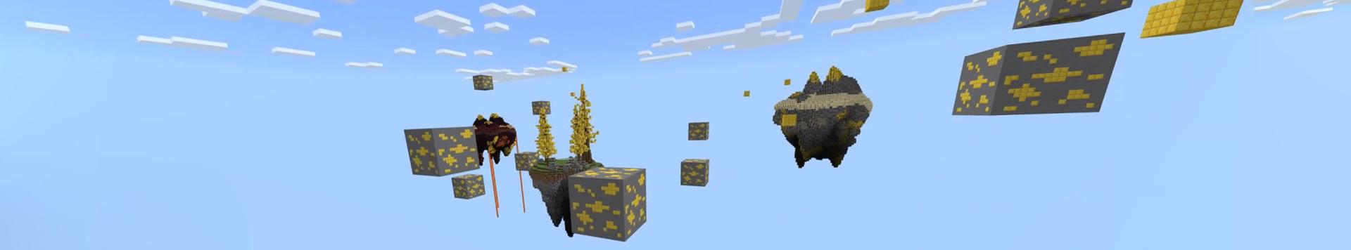 Panorama of the Minecraft Bedrock Marketplace product Golden Skyblock created by Odyssey Builds.