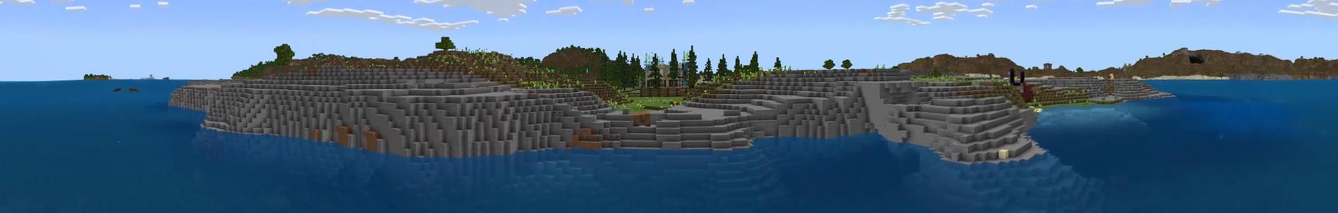Panorama of the Minecraft Bedrock Marketplace product Hacked Mansion created by Odyssey Builds.