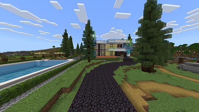 Screenshot of the Minecraft Bedrock Marketplace product Hacked Mansion created by Odyssey Builds.