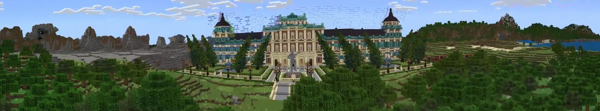 Panorama of the Minecraft Bedrock Marketplace product Hacked Palace created by Odyssey Builds.