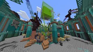 Screenshot of the Minecraft Bedrock Marketplace product Hacked Temple created by Odyssey Builds.