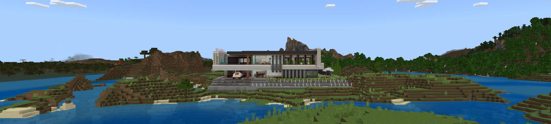 Panorama of the Minecraft Bedrock Marketplace product Hype Mansion created by Odyssey Builds.