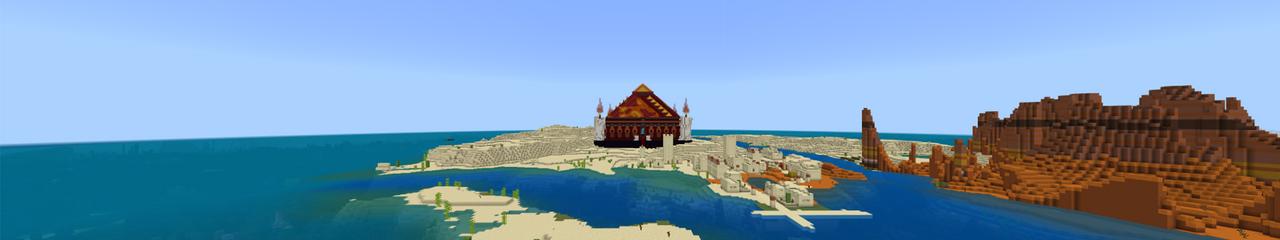 Panorama of the Minecraft Bedrock Marketplace product Lava Pyramid created by Odyssey Builds.
