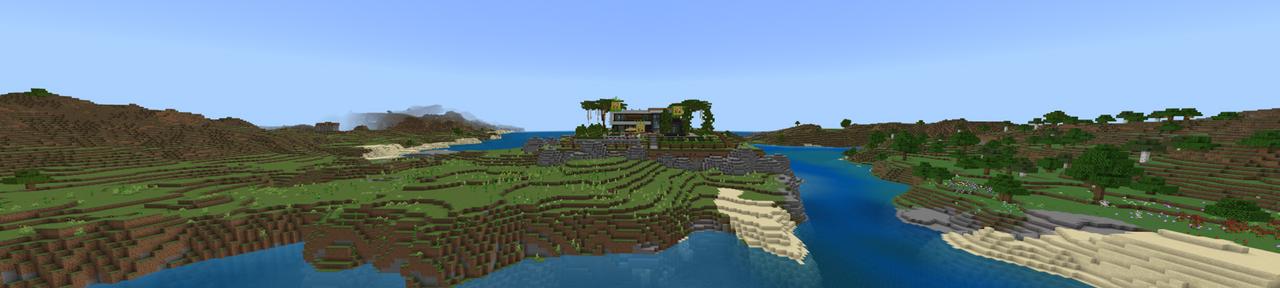 Panorama of the Minecraft Bedrock Marketplace product Lucky Block Mansion created by Odyssey Builds.