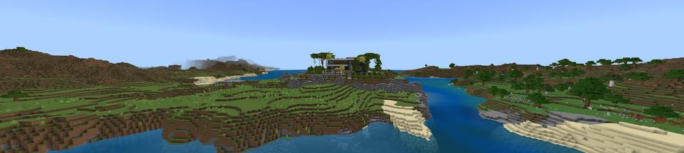 Panorama of the Minecraft Bedrock Marketplace product Lucky Block Mansion created by Odyssey Builds.