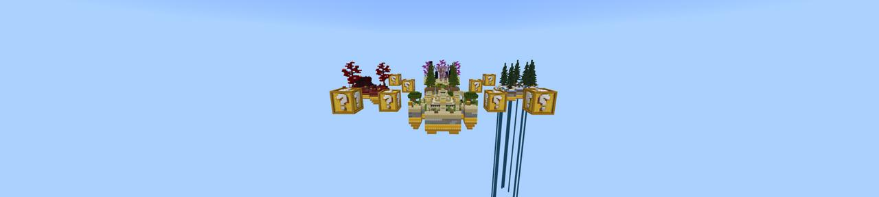 Panorama of the Minecraft Bedrock Marketplace product Lucky Block Skyblock created by Odyssey Builds.