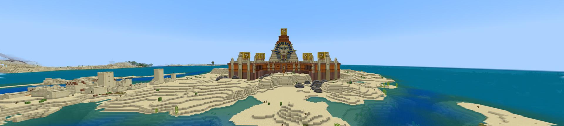 Panorama of the Minecraft Bedrock Marketplace product Lucky Block Tomb created by Odyssey Builds.