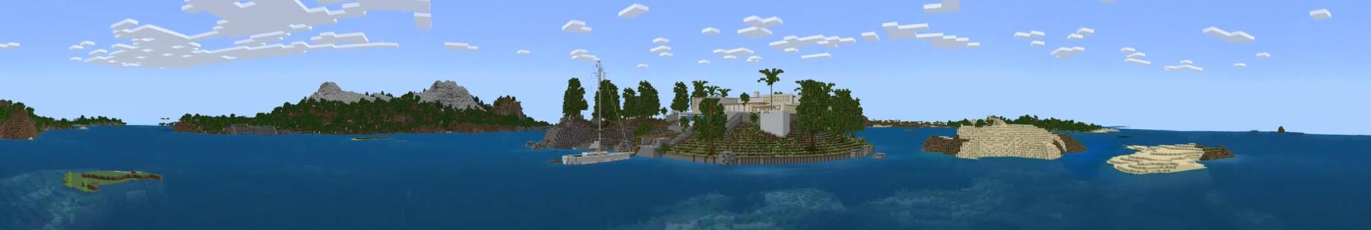 Panorama of the Minecraft Bedrock Marketplace product Luxury Island Mansion created by Odyssey Builds.