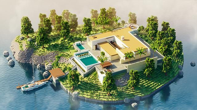Thumbnail of the Minecraft Bedrock Marketplace product Manoir de luxe sur l'île created by Odyssey Builds.