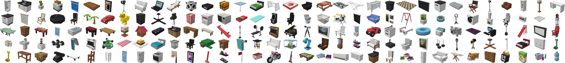Panorama of the Minecraft Bedrock Marketplace product Mansion Furniture created by Odyssey Builds.