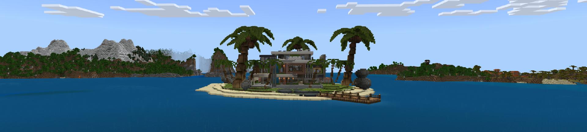 Panorama of the Minecraft Bedrock Marketplace product Mega Mansion created by Odyssey Builds.