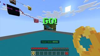 Screenshot of the Minecraft Bedrock Marketplace product Mob Head Parkour created by Odyssey Builds.