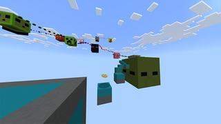 Screenshot of the Minecraft Bedrock Marketplace product Mob Head Parkour created by Odyssey Builds.