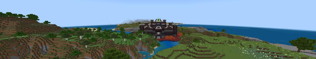 Panorama of the Minecraft Bedrock Marketplace product Nether Castle created by Odyssey Builds.