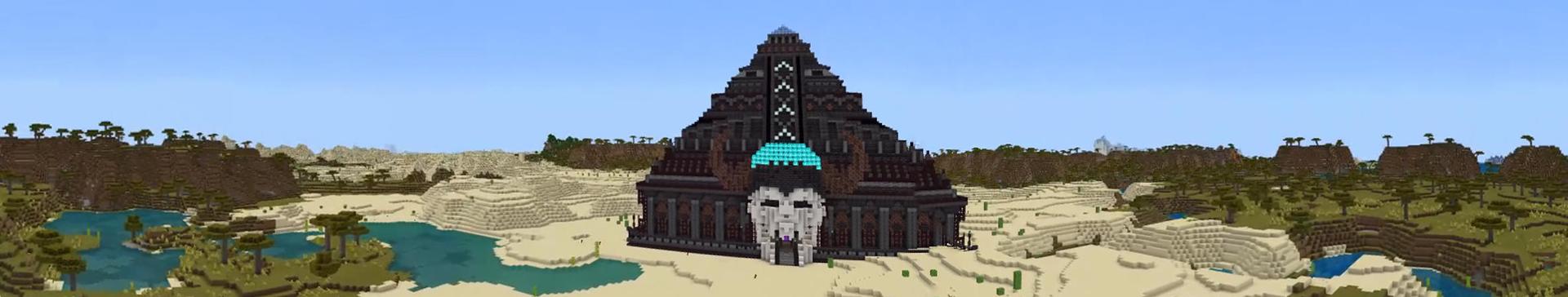 Panorama of the Minecraft Bedrock Marketplace product Netherite Pyramid created by Odyssey Builds.