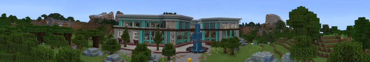 Panorama of the Minecraft Bedrock Marketplace product OP Mansion created by Odyssey Builds.