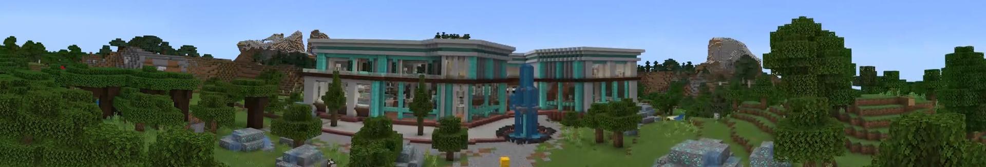Panorama of the Minecraft Bedrock Marketplace product OP Mansion created by Odyssey Builds.