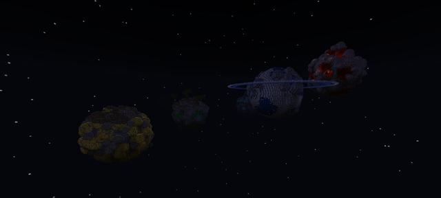 Panorama of the Minecraft Bedrock Marketplace product OP Planets created by Odyssey Builds.