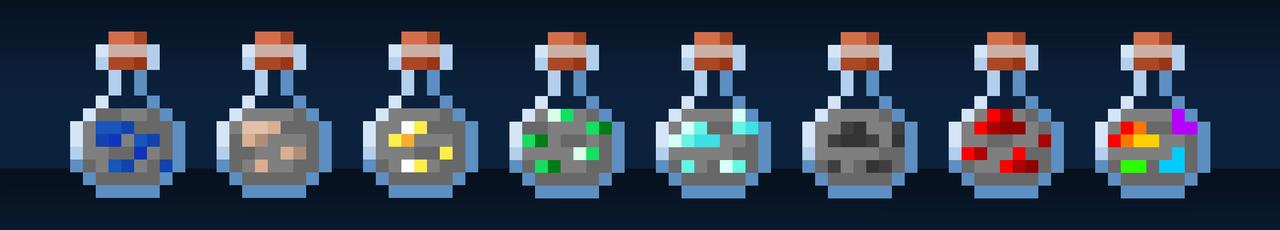 Panorama of the Minecraft Bedrock Marketplace product Ore Potions created by Odyssey Builds.