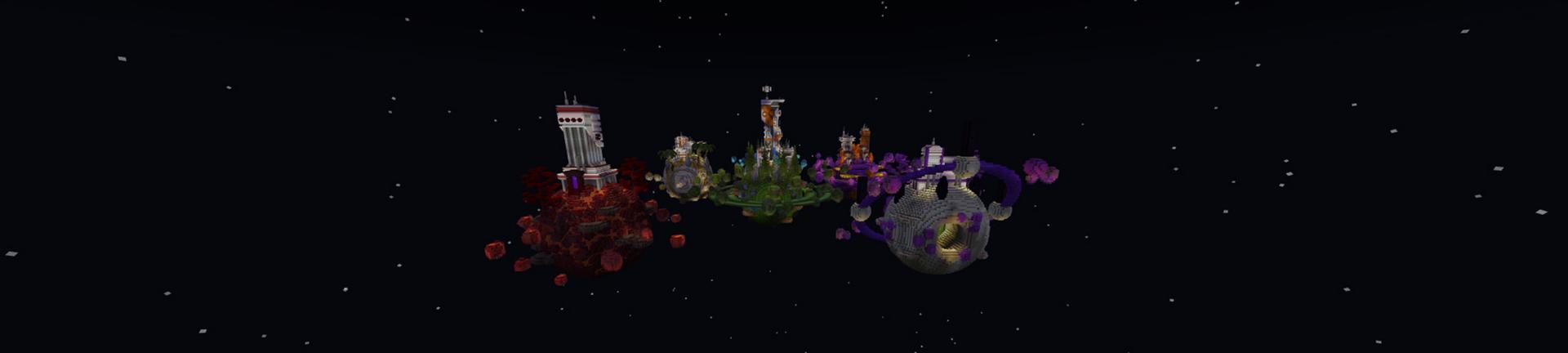 Panorama of the Minecraft Bedrock Marketplace product Planets Survival created by Odyssey Builds.