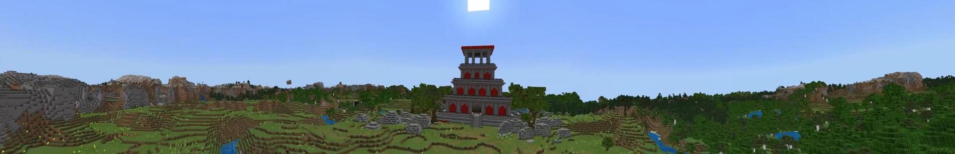 Panorama of the Minecraft Bedrock Marketplace product Redstone Temple created by Odyssey Builds.