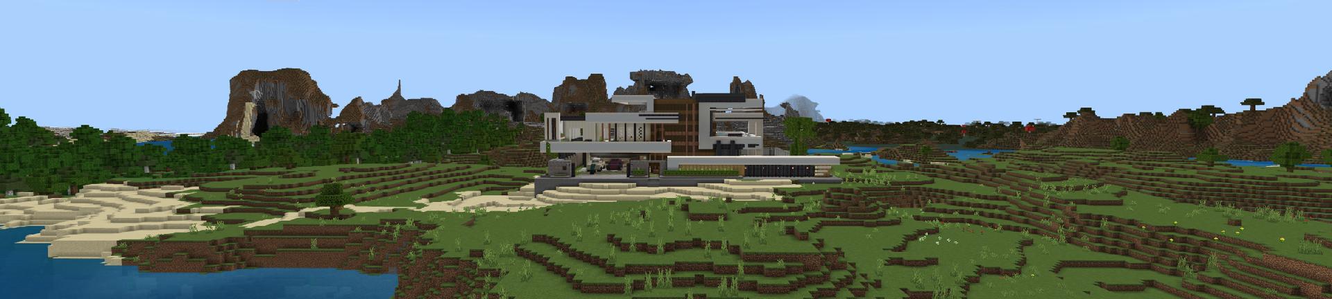 Panorama of the Minecraft Bedrock Marketplace product Rich Life Mansion created by Odyssey Builds.
