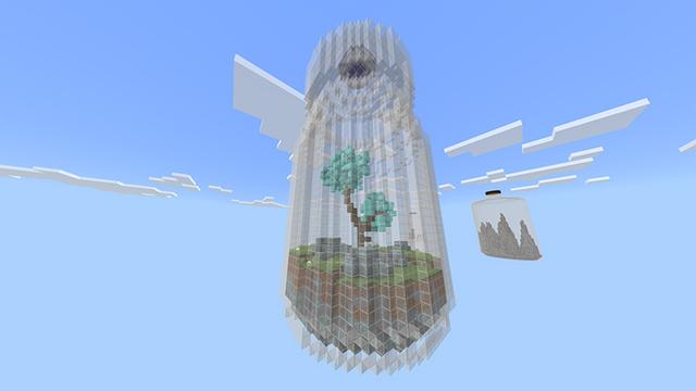 Screenshot of the Minecraft Bedrock Marketplace product Skyblock: Bottles created by Odyssey Builds.