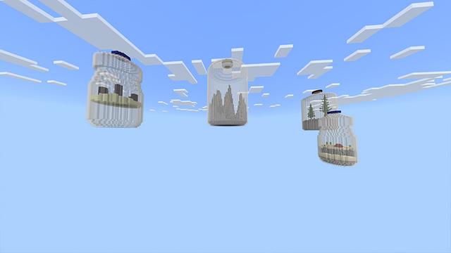 Screenshot of the Minecraft Bedrock Marketplace product Skyblock: Bottles created by Odyssey Builds.