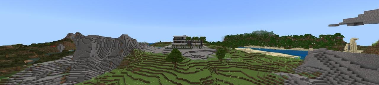 Panorama of the Minecraft Bedrock Marketplace product Superhero Mansion created by Odyssey Builds.