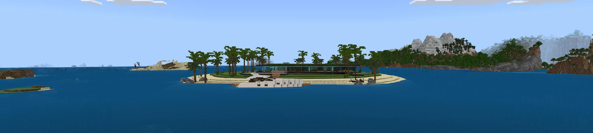 Panorama of the Minecraft Bedrock Marketplace product Ultra Modern Mansion created by Odyssey Builds.