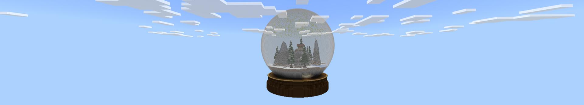 Panorama of the Minecraft Bedrock Marketplace product World in a Snow Globe created by Odyssey Builds.