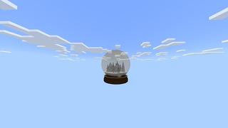 Screenshot of the Minecraft Bedrock Marketplace product World in a Snow Globe created by Odyssey Builds.