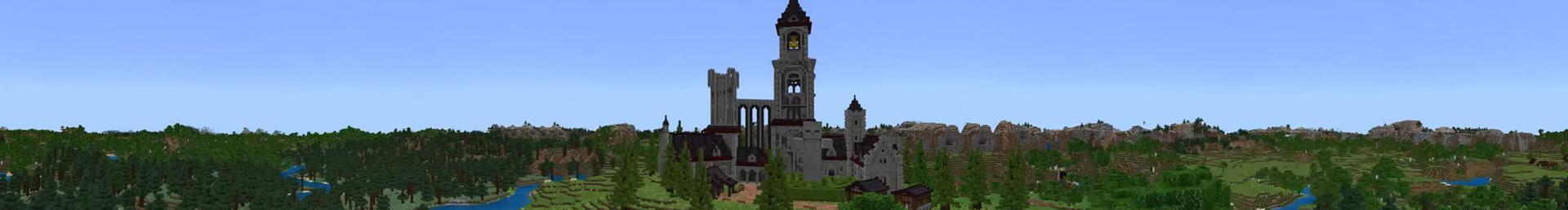 Panorama of the Minecraft Bedrock Marketplace product Zombie Castle created by Odyssey Builds.