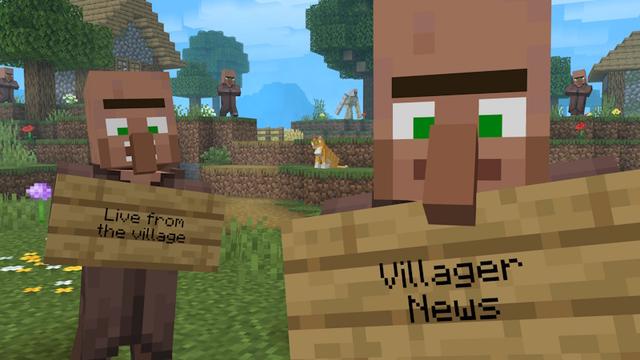 Screenshot of the Minecraft Bedrock Marketplace product Villager News Add-On created by Oreville Studios.